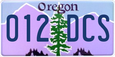 OR license plate 012DCS
