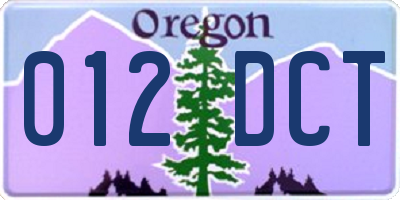 OR license plate 012DCT