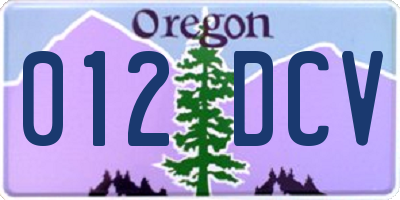 OR license plate 012DCV