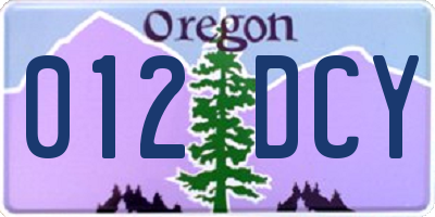 OR license plate 012DCY