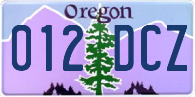OR license plate 012DCZ