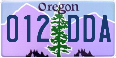 OR license plate 012DDA