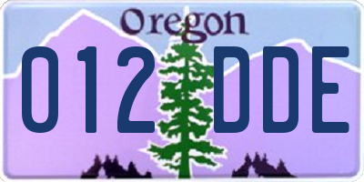 OR license plate 012DDE