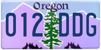 OR license plate 012DDG