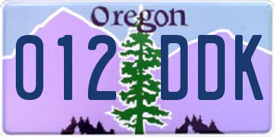 OR license plate 012DDK