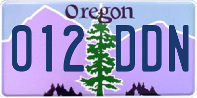 OR license plate 012DDN