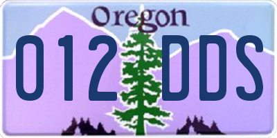 OR license plate 012DDS