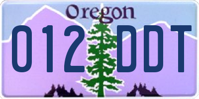 OR license plate 012DDT