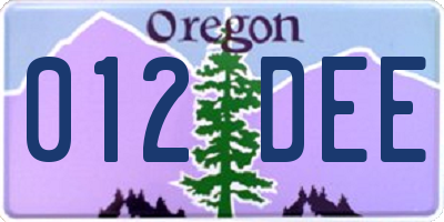 OR license plate 012DEE
