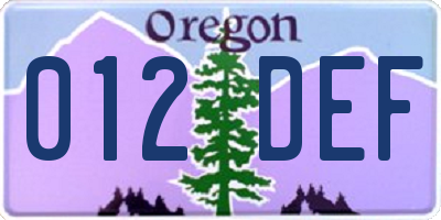 OR license plate 012DEF
