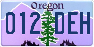 OR license plate 012DEH