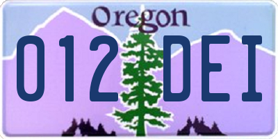 OR license plate 012DEI