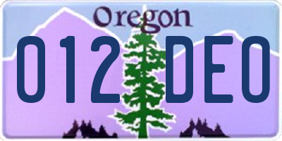 OR license plate 012DEO