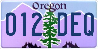 OR license plate 012DEQ