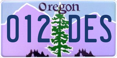 OR license plate 012DES
