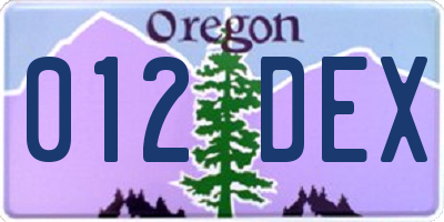 OR license plate 012DEX