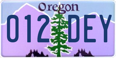OR license plate 012DEY