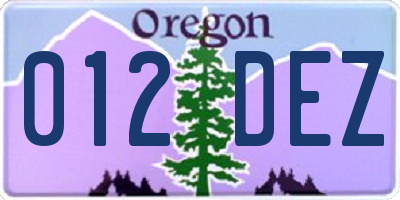 OR license plate 012DEZ