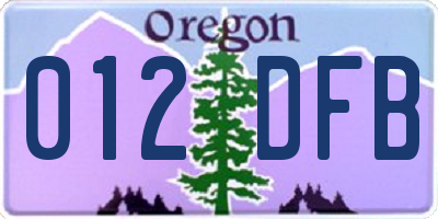OR license plate 012DFB