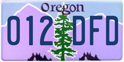 OR license plate 012DFD