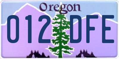 OR license plate 012DFE