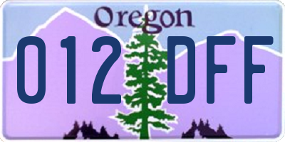 OR license plate 012DFF