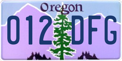OR license plate 012DFG