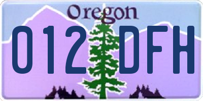 OR license plate 012DFH