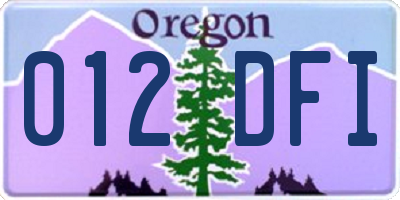 OR license plate 012DFI
