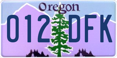 OR license plate 012DFK