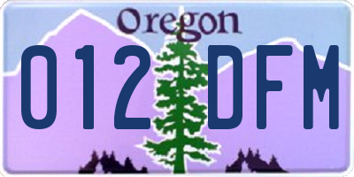 OR license plate 012DFM