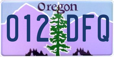 OR license plate 012DFQ