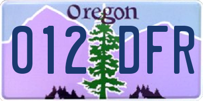 OR license plate 012DFR