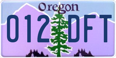 OR license plate 012DFT