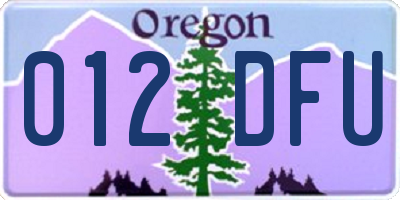 OR license plate 012DFU