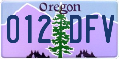 OR license plate 012DFV