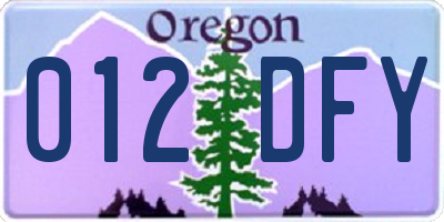 OR license plate 012DFY