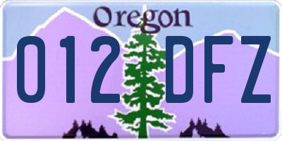 OR license plate 012DFZ