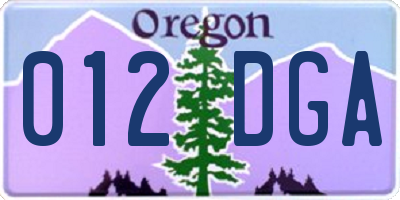 OR license plate 012DGA