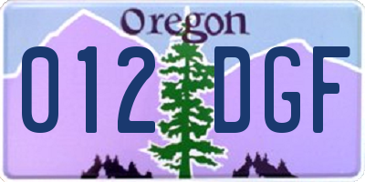 OR license plate 012DGF