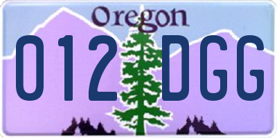OR license plate 012DGG