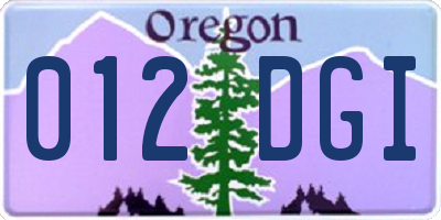 OR license plate 012DGI