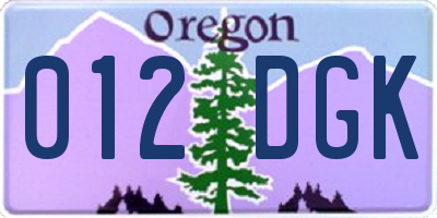 OR license plate 012DGK