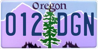 OR license plate 012DGN