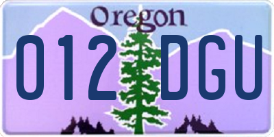 OR license plate 012DGU