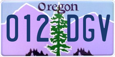 OR license plate 012DGV