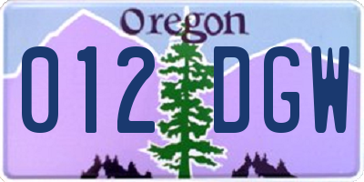 OR license plate 012DGW