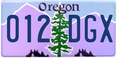 OR license plate 012DGX