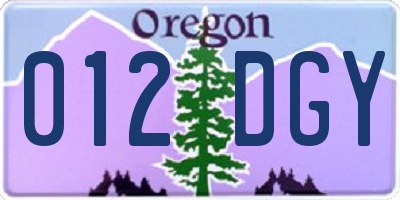 OR license plate 012DGY