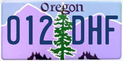 OR license plate 012DHF